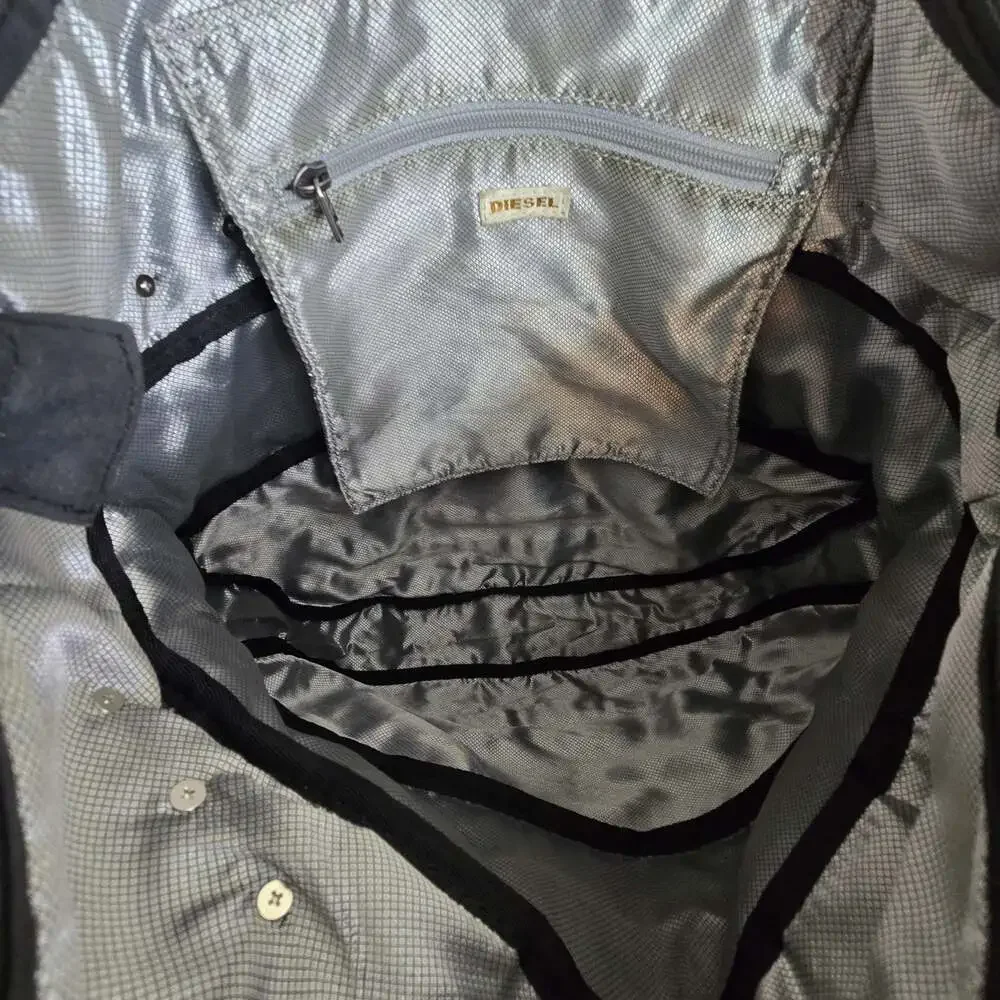 Diesel Custom Nylon Shoulder Bag with Metal Chain and Carabiner Y2K
